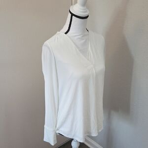 White House Black Market V-Neck White Blouse